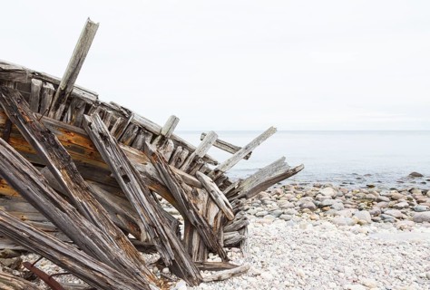 Old shipwreck on a seashore