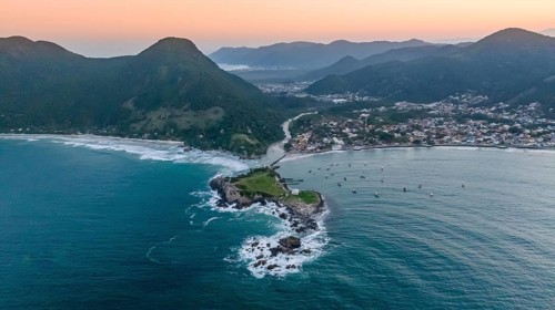 Florianopolis, Armação beach, aerial view. Santa Catarina, SC
