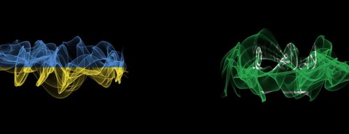 Flags of Ukraine and Saudi Arabia on Black background, Ukraine vs Saudi Arabia Smoke Flags