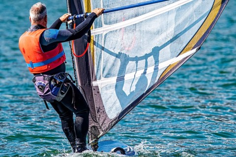 Windsurfing scane close-up detail