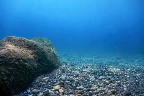 Underwater Rocks and Pebbles on the Seabed