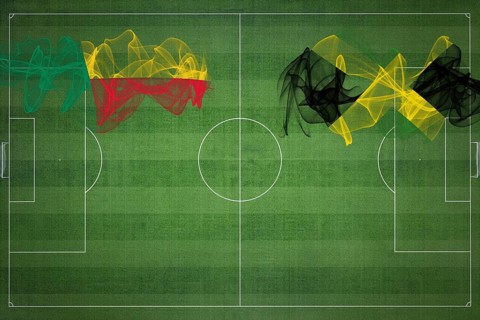 Benin vs Jamaica Soccer Match, national colors, national flags, soccer field, football game,