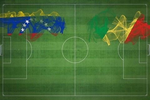 Venezuela vs Congo Soccer Match, national colors, national flags, soccer field, football game,