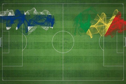 Finland vs Congo Soccer Match, national colors, national flags, soccer field, football game,