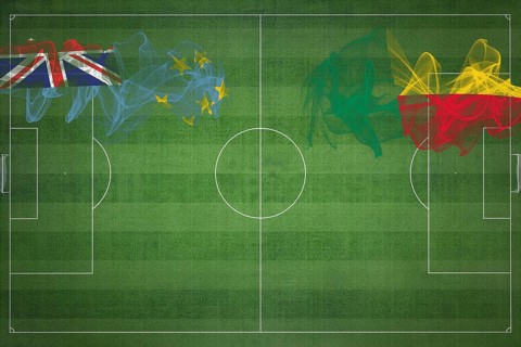 Tuvalu vs Benin Soccer Match, national colors, national flags, soccer field, football game,