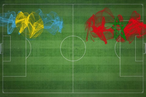 Palau vs Morocco Soccer Match, national colors, national flags, soccer field, football game,