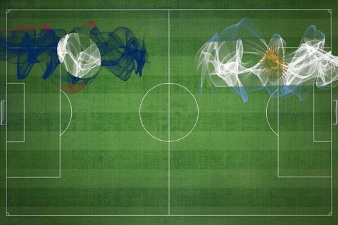 Laos vs Argentina Soccer Match, national colors, national flags, soccer field, football game,