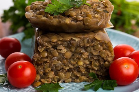 Lentil terrine with herbs