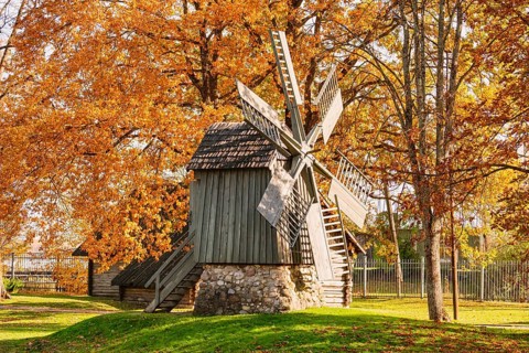 Old wooden windmill in Ludza. Latvia Ludza, Latvia, Europe