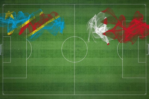 Democratic Republic of Congo vs Bahrain Soccer Match, national colors, national flags, soccer
