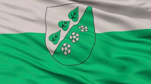 Sigulda City Flag, Country Latvia, Closeup View, 3D Rendering