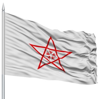 Nagasaki Capital City Flag on Flagpole, Prefecture of Japan, Isolated on White Background