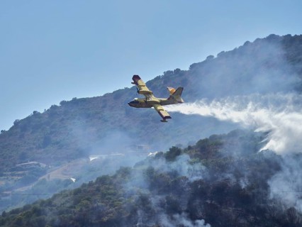 A picture of fire fighters in the sky