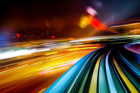 Long exposure from the Yurikamome Tokyo waterfront new traffic coastal line. Shooting Location: