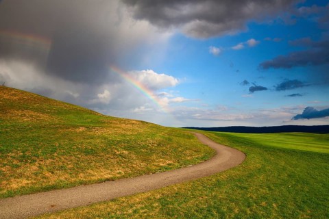 Divided rainbow after heavy storm