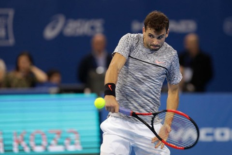 Sofia, Bulgaria - February 12, 2017: Grigor Dimitrov (pictured) from Bulgaria plays against David