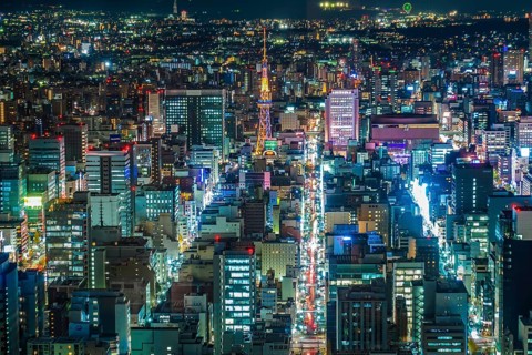 Nagoya night view (from Sky Promenade). Shooting Location: Aichi Prefecture, Nagoya City