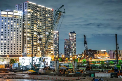 Construction site of the Yokohama Minato Mirai. Shooting Location: Yokohama-city kanagawa