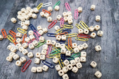 Block of alphabet studded on the floor. Shooting Location: Tokyo metropolitan area