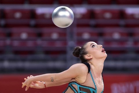 Sofia, Bulgaria - 27 March, 2021:Katrin Taseva of Bulgaria performs during the individual Ball