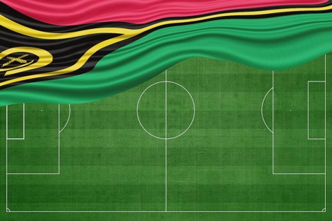 Vanuatu Flag on Football Field, National Soccer