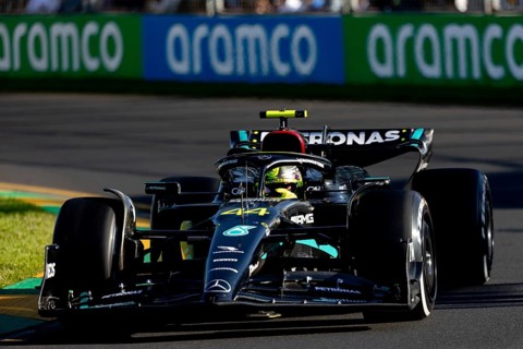 MELBOURNE, AUSTRALIA, APRIL 2: Lewis Hamilton of Great Britain drives the Mercedes AMG Petronas F1