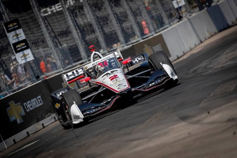 INDYCAR driver, JOSEF NEWGARDEN (2) of Nashville, Tennessee, travels through the turns in his Team