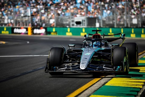 MELBOURNE, AUSTRALIA, MARCH 22: George Russell of Great Britain drives the Mercedes AMG Petronas F1
