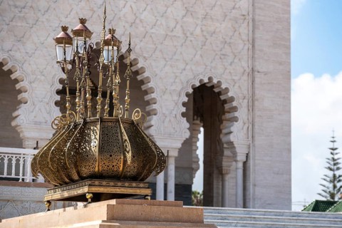 Oriental decoration at the entrance of the mausoleum of Hassan II. and Mohammed V. at the Hassan