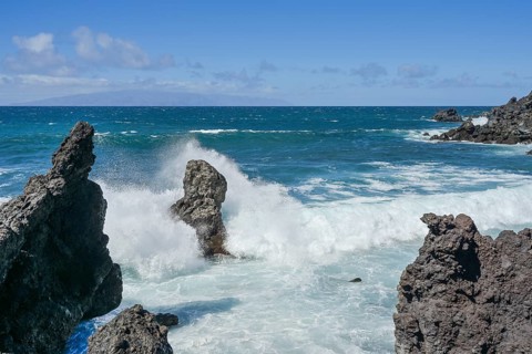 Surf, rocks, waves, Atlantic Ocean south of Los Gigantes, Tenerife, Spain, Europe