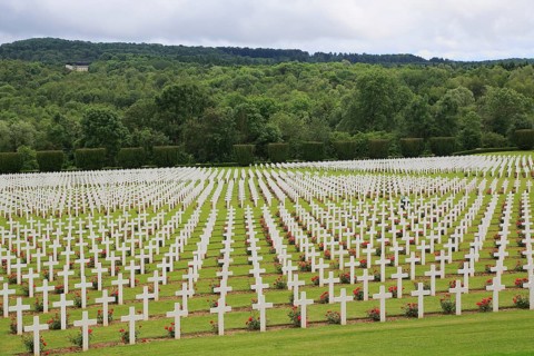 Cemetery below the Ossuary of Douaumont commemorating the Battle of Verdun, behind the Mémorial de