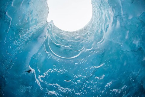 Cave of Iceland ice (Vatnajökull). Shooting Location: Iceland, Reykjavik