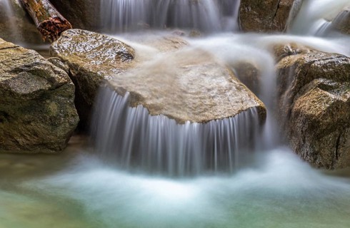Waterfall in the Schleifmühlenklamm gorge in Unterammergau