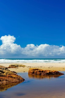 Stunning Pe de Serra beach in the town of Serra Grande on the south coast of Bahia on a sunny