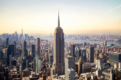 Aerial view of the Empire State Building and cityscape of New York, US