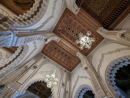 CASABLANCA, MOROCCO, APRIL 13, 2023, Interior of the famous Hassan II Mosque at the coast of