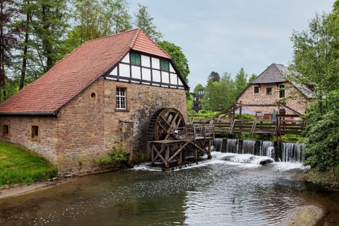 Oil mill, 18th century, Schloss Brake castle, Lemgo, North Rhine-Westphalia, Germany, Europe