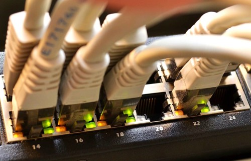 LAN router with connected network cables