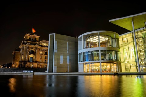 Spreebogen with Reichstag in Berlin