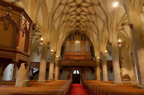 Collegiate Church of St Peter and Paul, Nave, Organ, Öhringen, Hohenlohe, Germany, Europe
