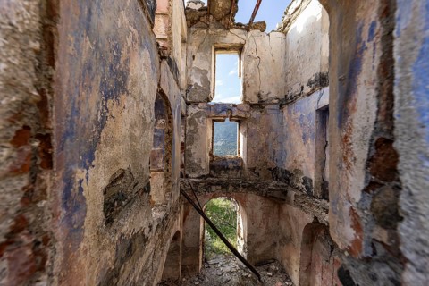 Lost place, abandoned houses and ruins in the ghost village, Gairo Vecchio, Gairo, Ogliastra,