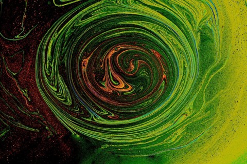 Beautiful abstract art of Ebru marbling painting techniques on water with paints
