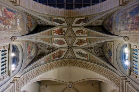 Interior view, Ceiling, Painting, Notre-Dame de Luxembourg Cathedral, Luxembourg City, Luxembourg,