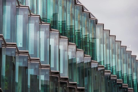 Glass façade of a modern building