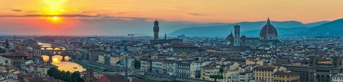 Florence panorama city skyline when sunset, Italy, Europe