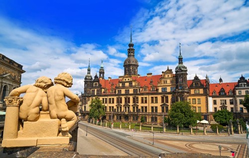 Residenzschloss near Zwinger in Dresden Germany