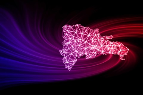 Map of Dominican Republic, Polygonal mesh line map, modern map