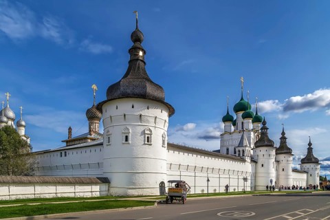 View of Rostov Kremlin from street, Russia, Europe