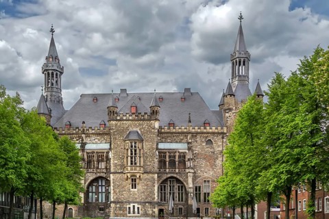 Gothic Aachen Rathaus or Aachen City Hall is one of the most striking structures in the Altstadt of