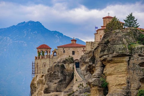 Monastery of Varlaam on the rock, the second largest Eastern Orthodox monastery in Meteora, Greece,